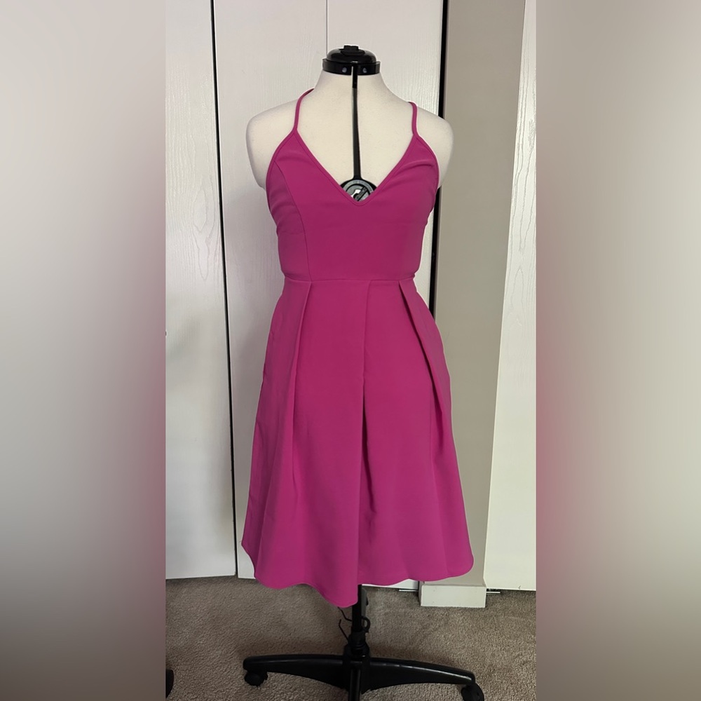 Pink Spaghetti Strap Dress with Pockets